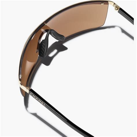 CHANEL Sunglasses: Shield Sunglasses, acetate, metal